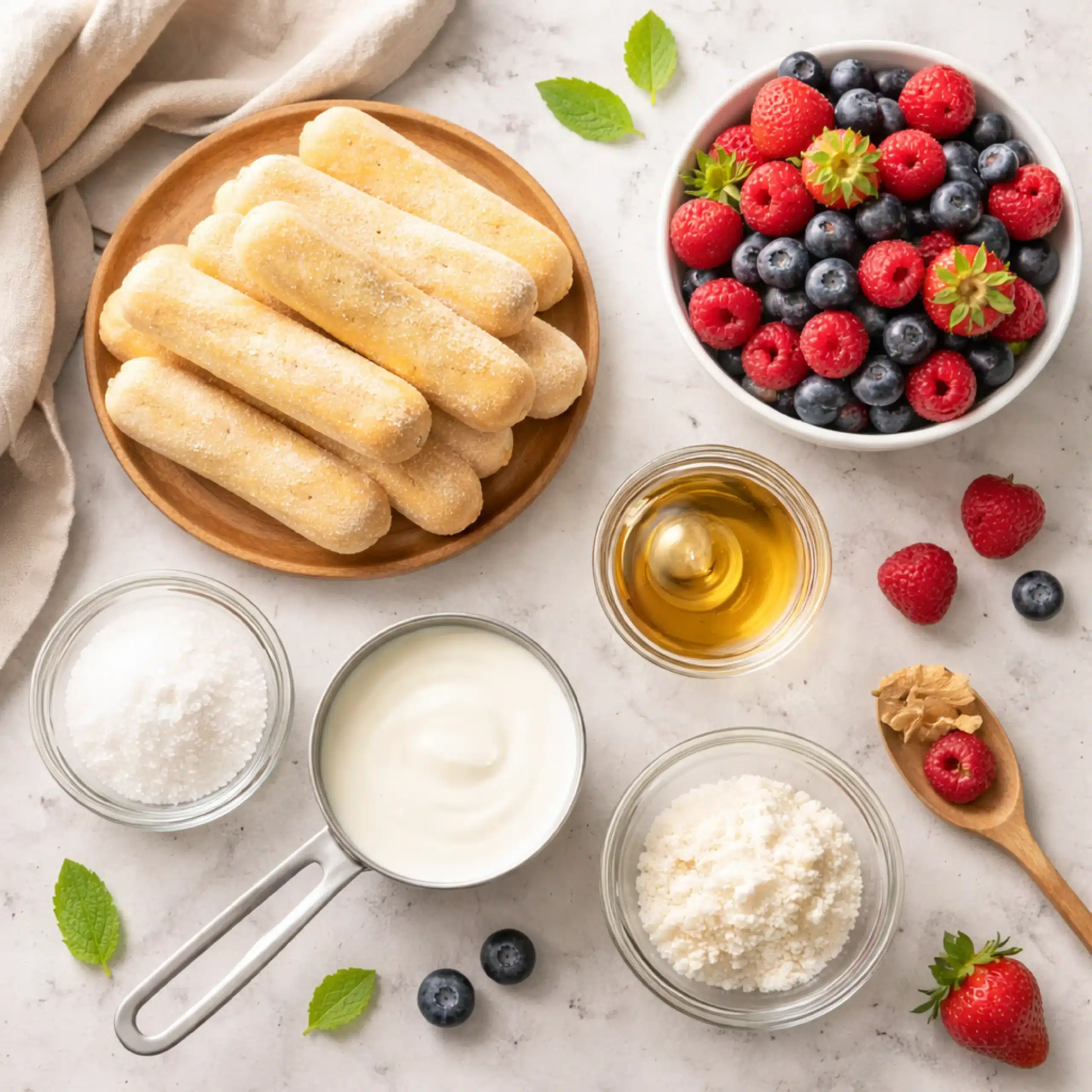 charlotte-cake-ingredients Charlotte Cake ingredients laid out