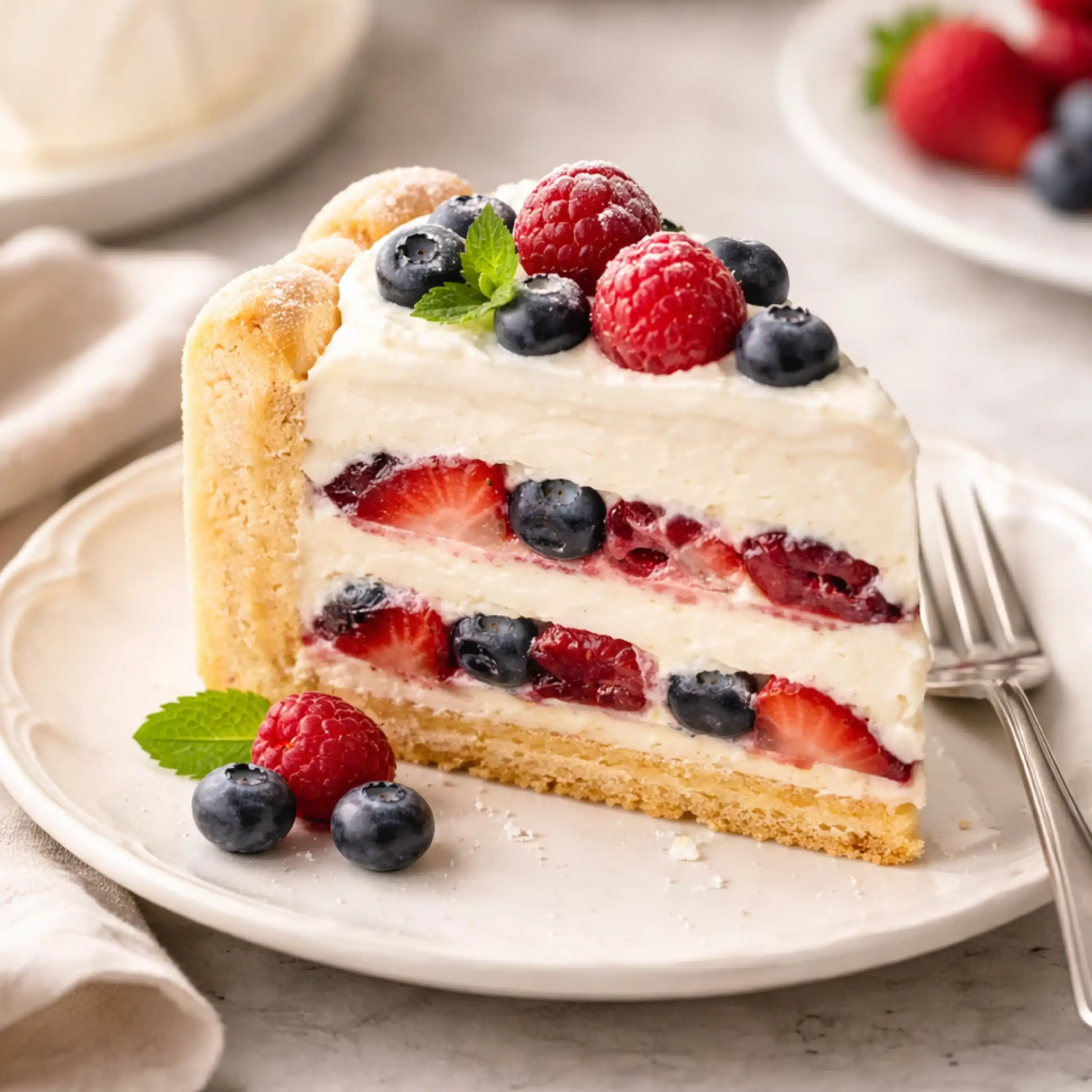 charlotte-cake-slice Slice of Charlotte Cake served chilled