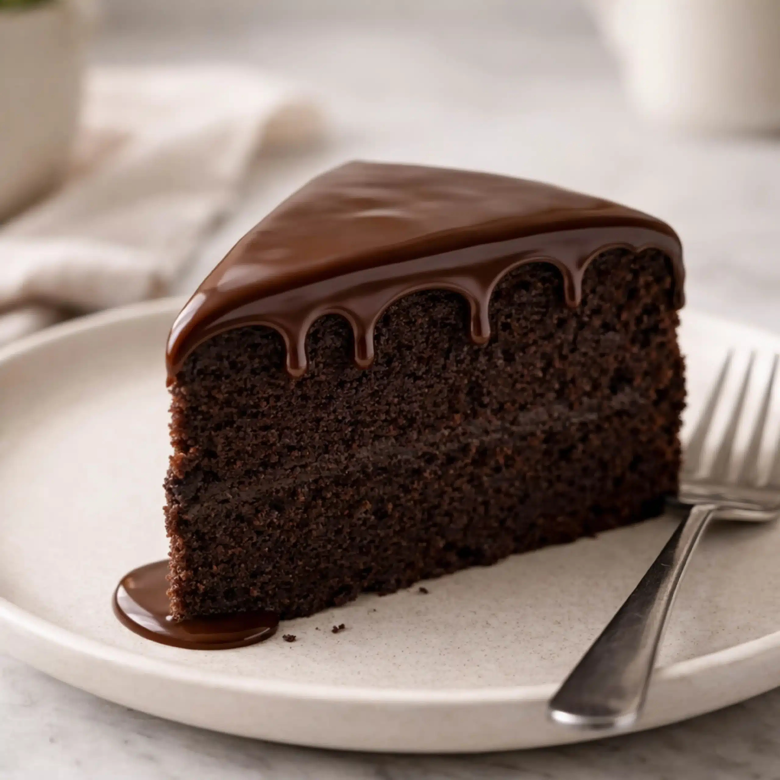 slice of chocolate ganache cake