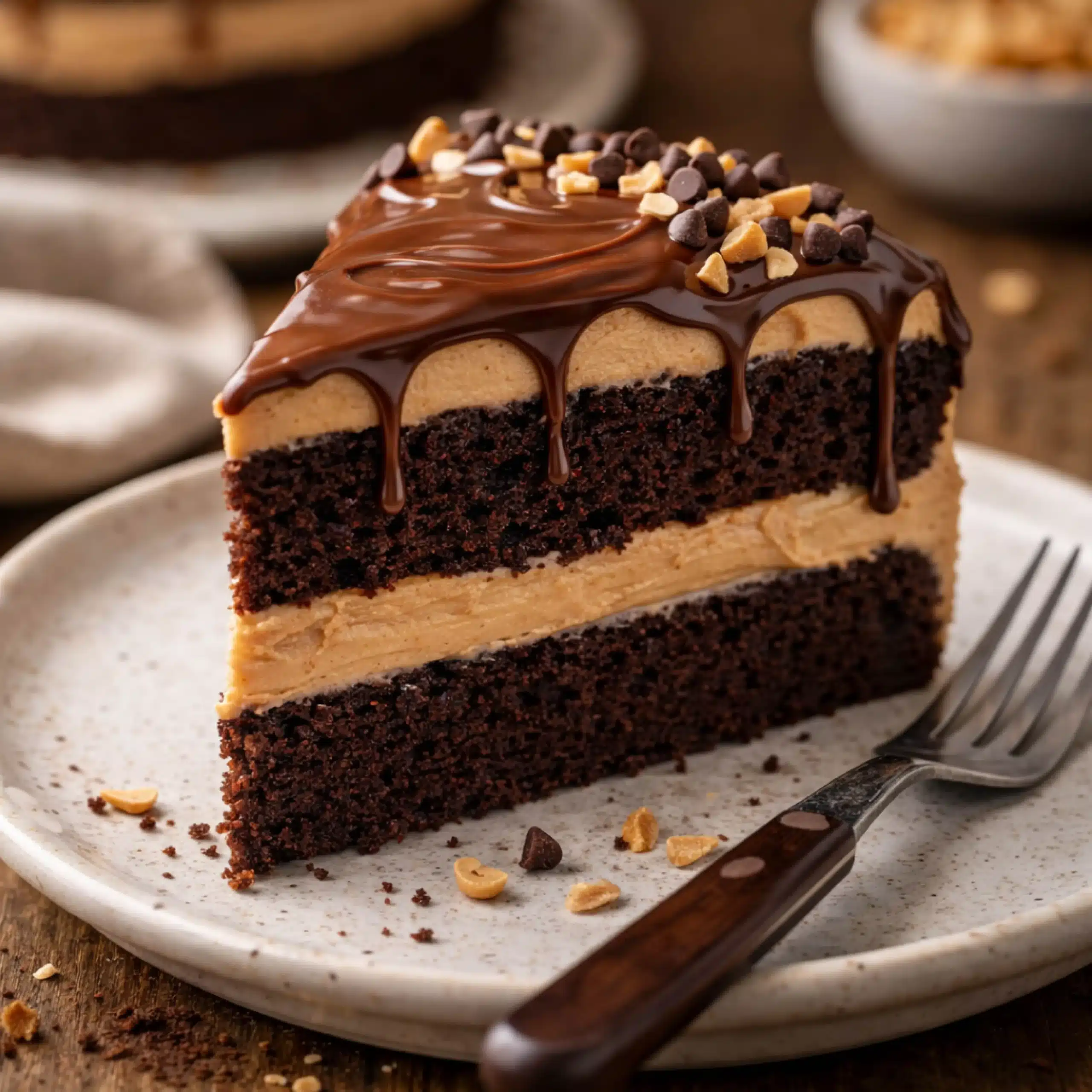 chocolate-peanut-butter-cake-slice chocolate peanut butter cake slice