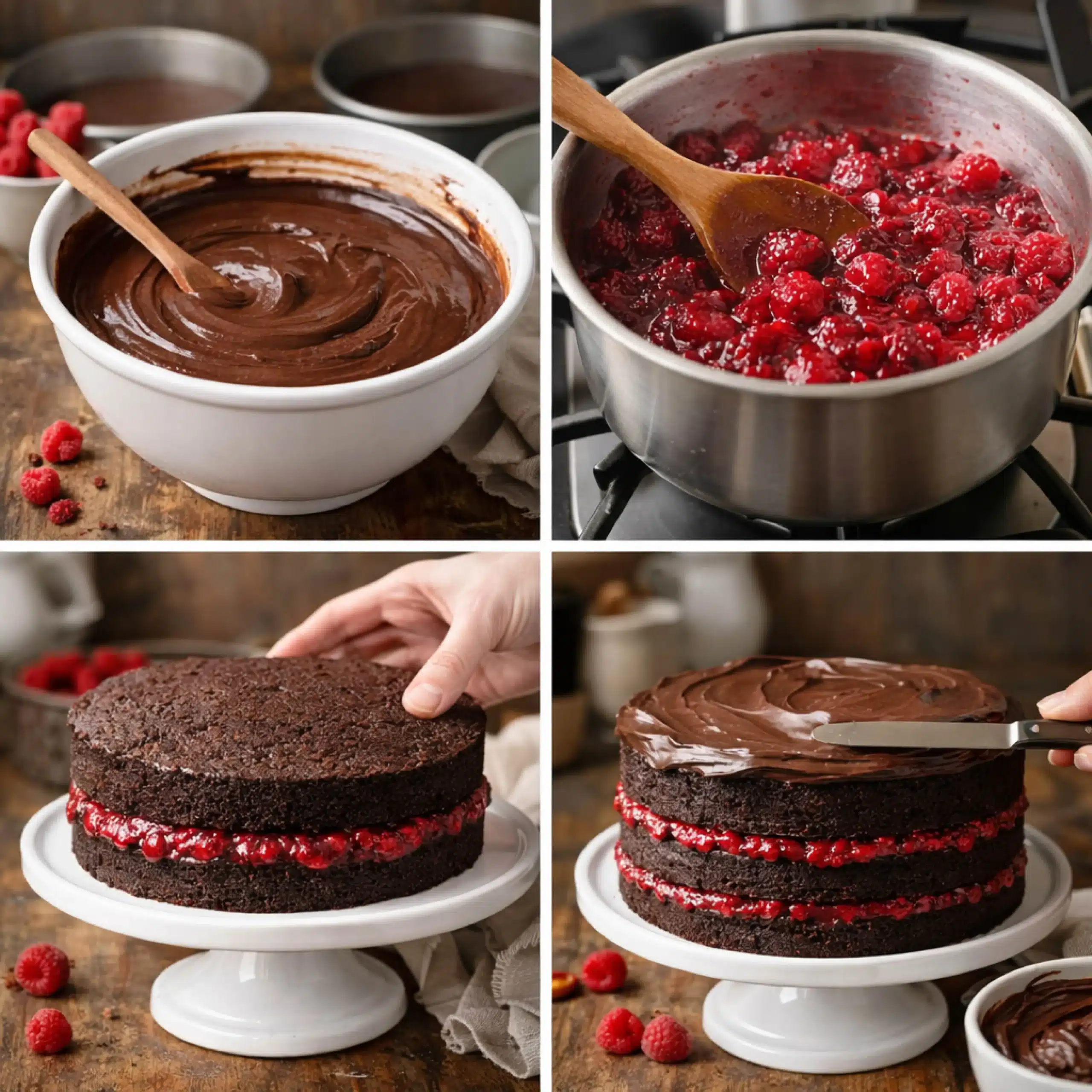 chocolate raspberry cake steps