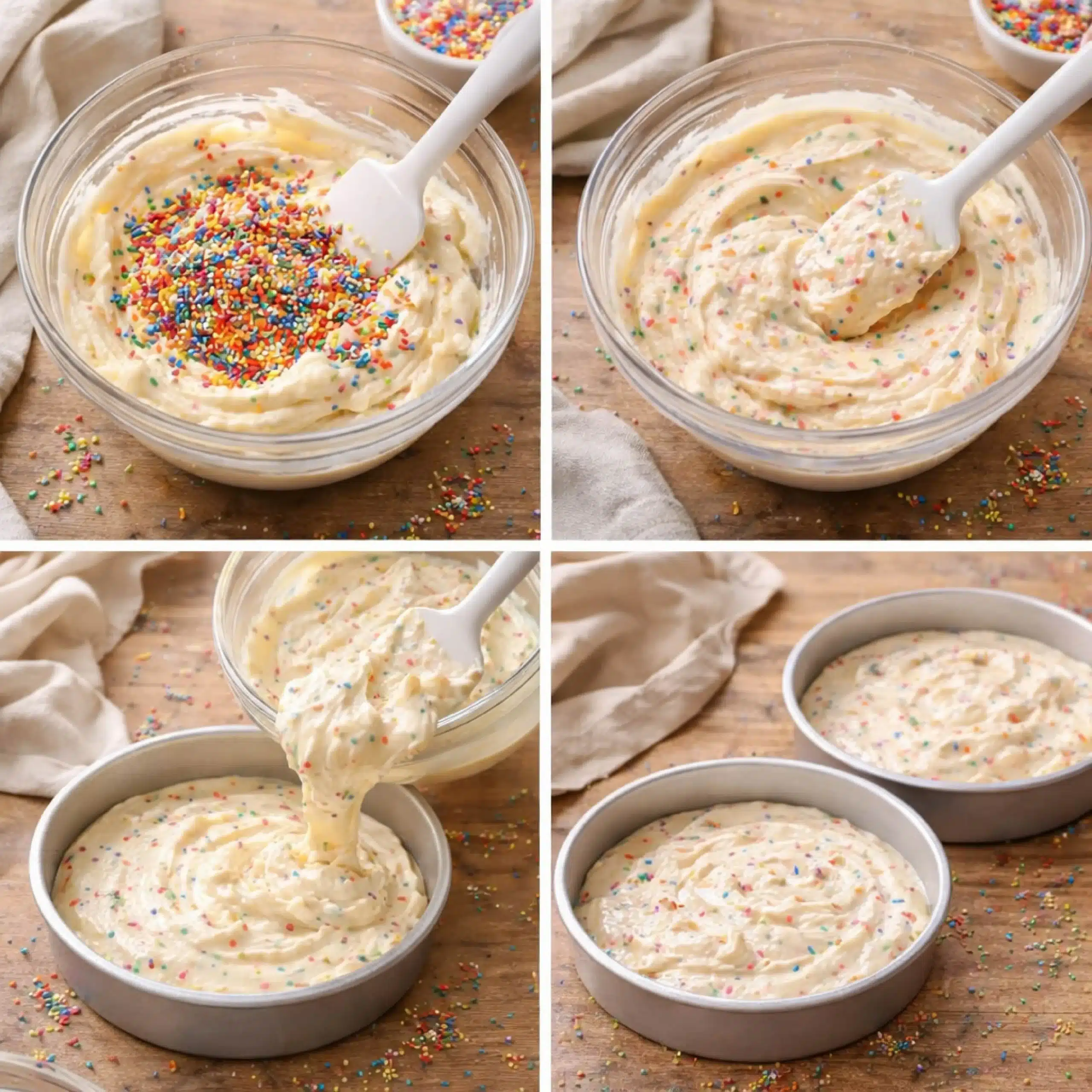 confetti-cake-steps mixing confetti cake batter