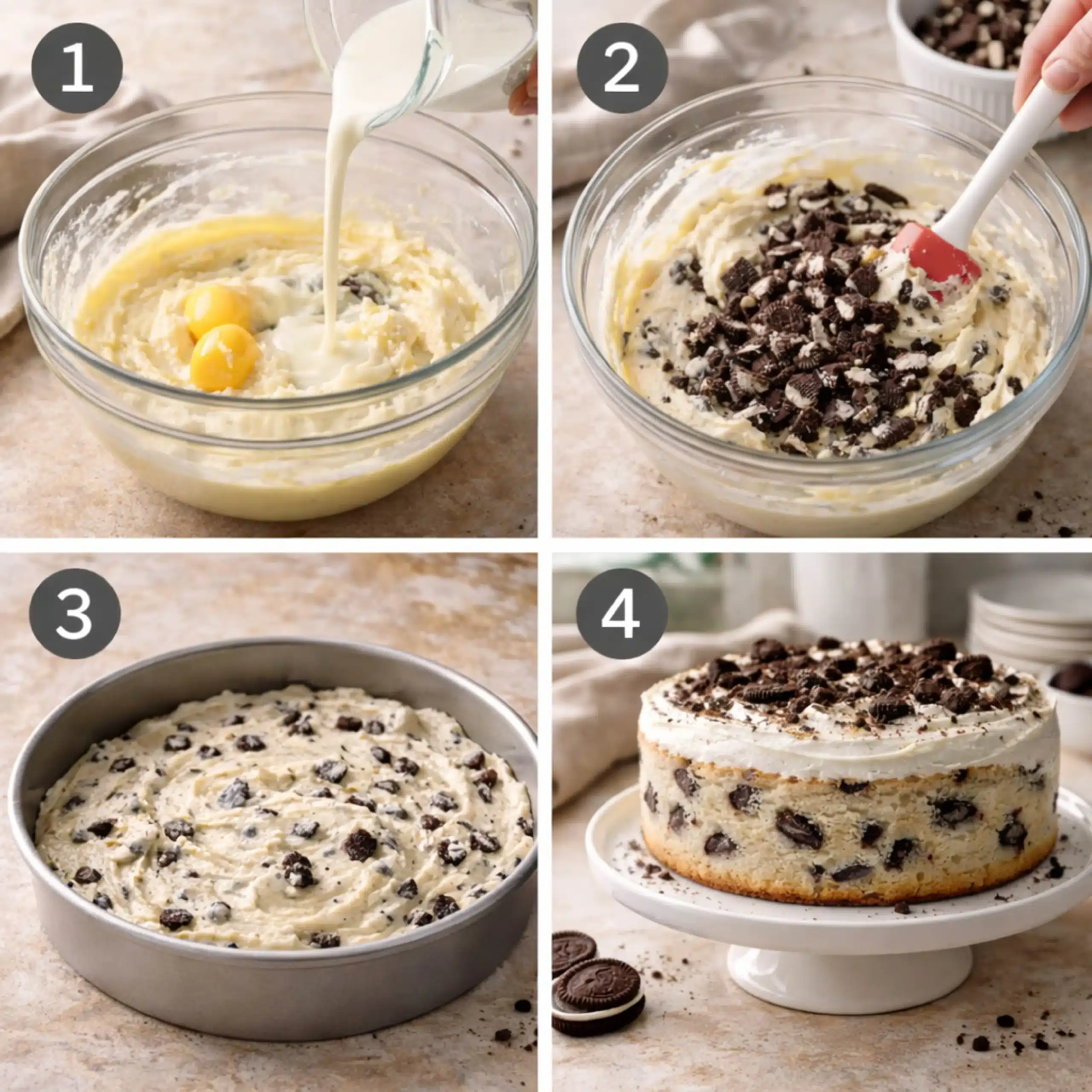cookies-and-cream-cake-steps cookies and cream cake preparation steps