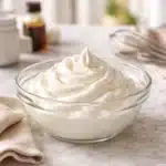 keto whipped cream in a glass bowl