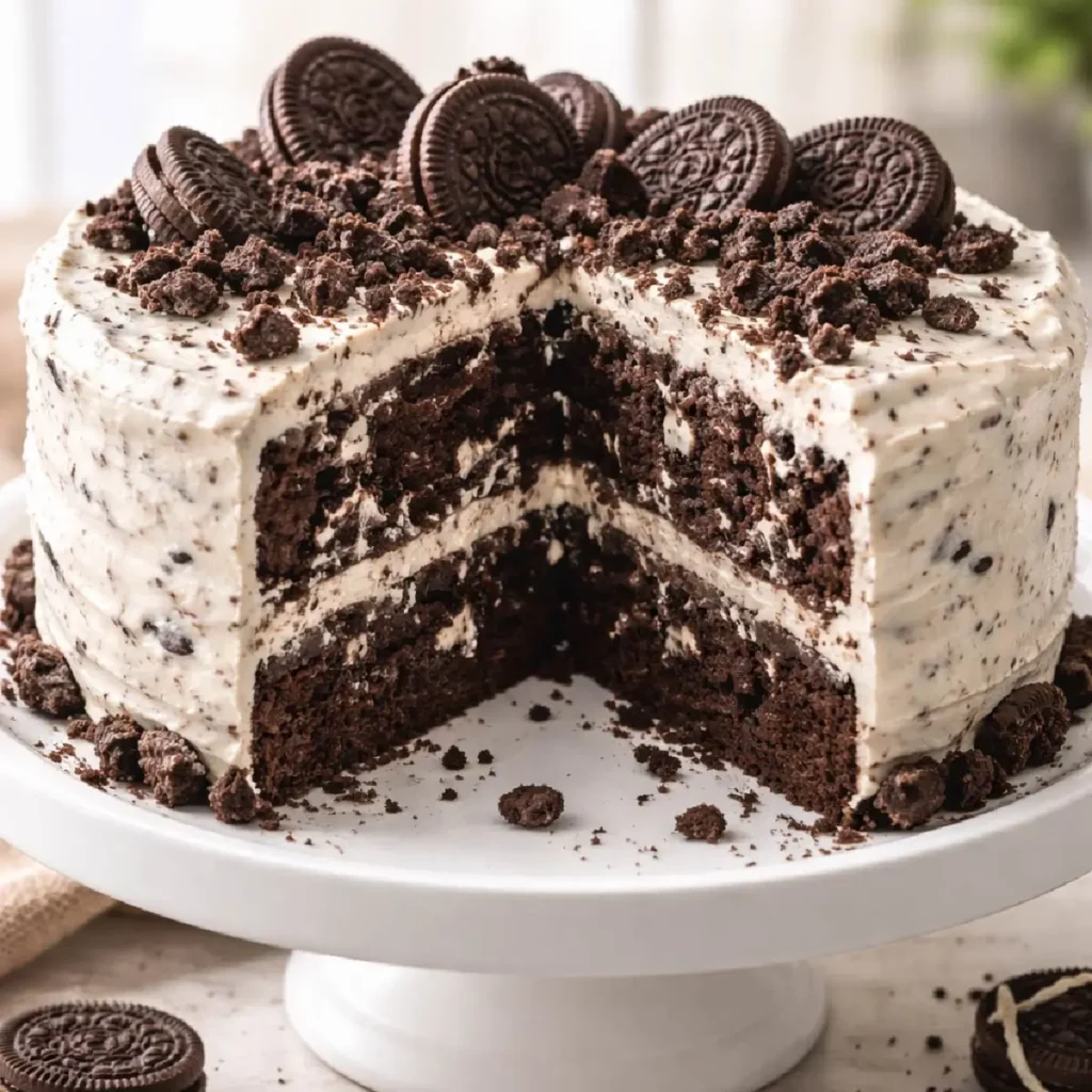 oreo cake on cake stand