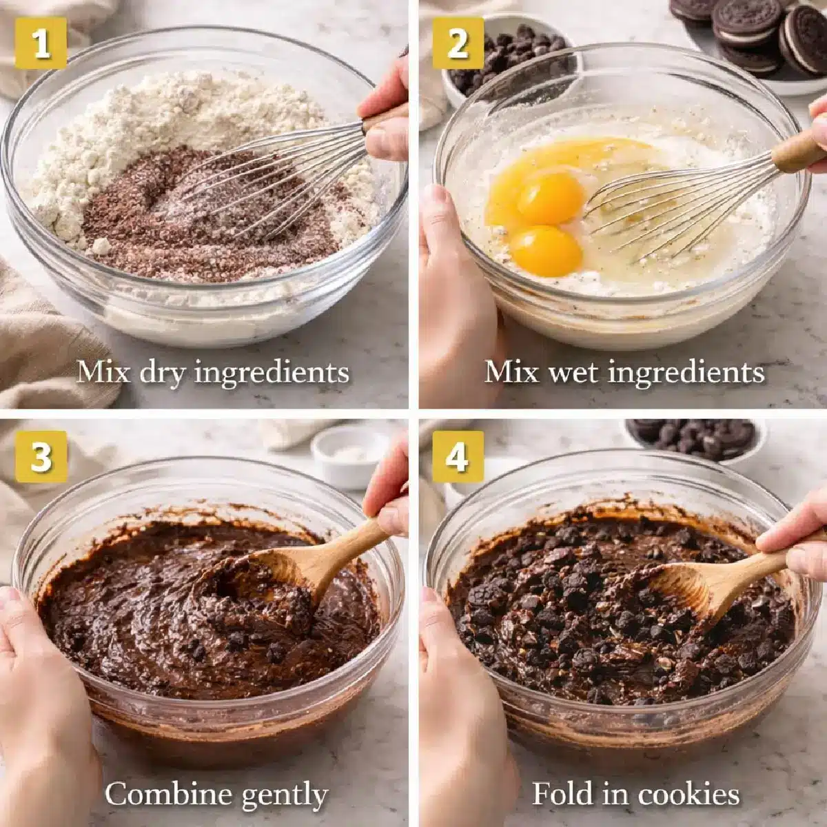 mixing oreo cake batter