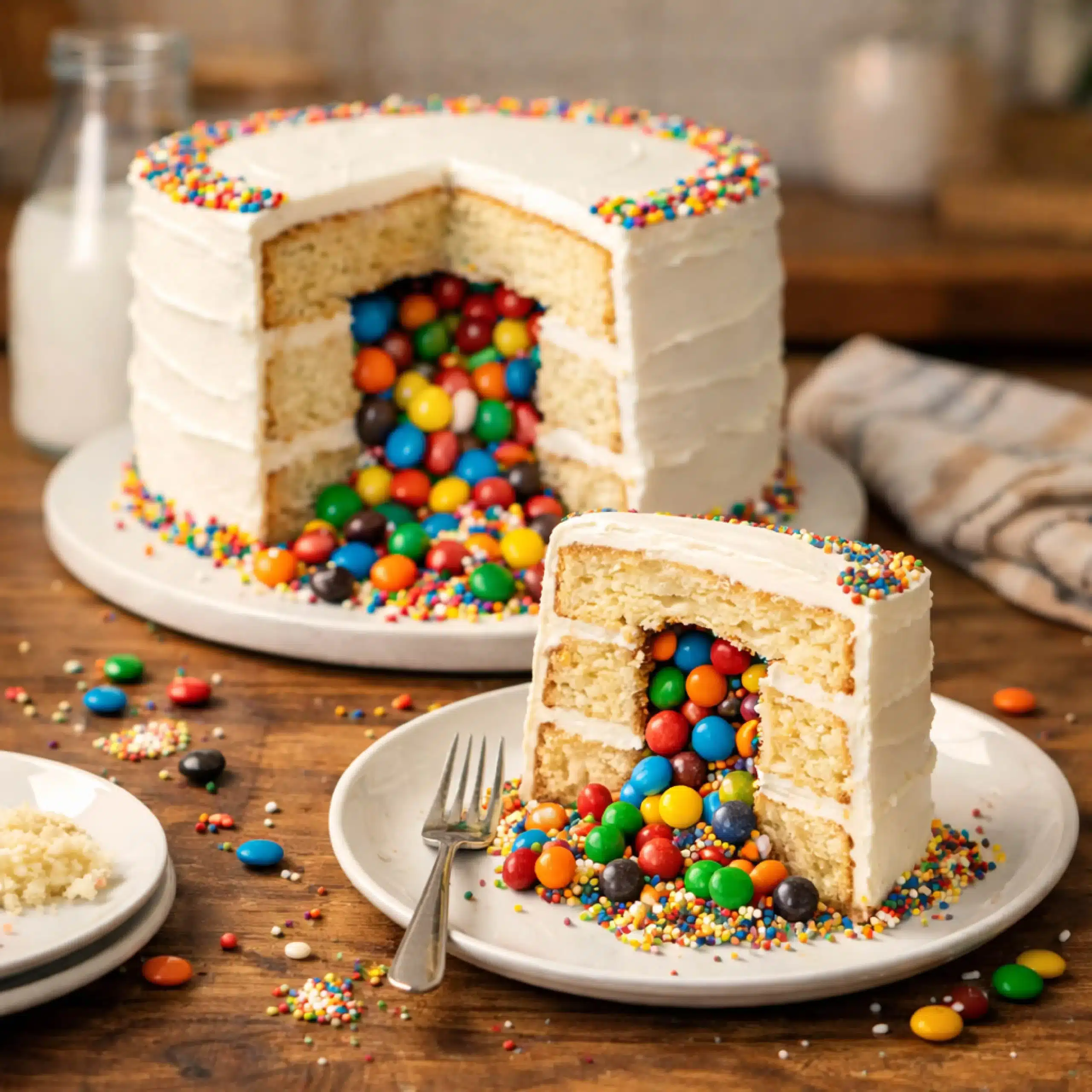 pinata-cake-serving piñata cake slices