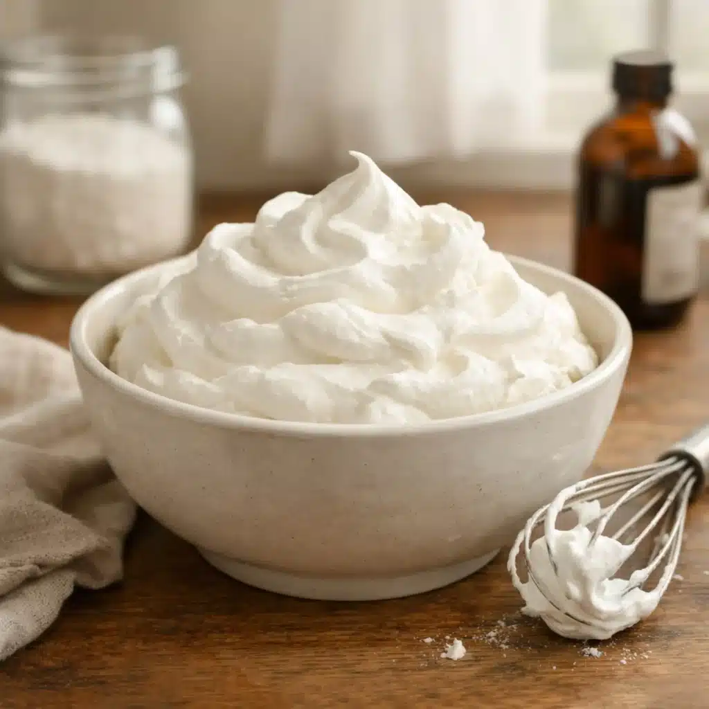 vegan whipped cream in a home kitchen