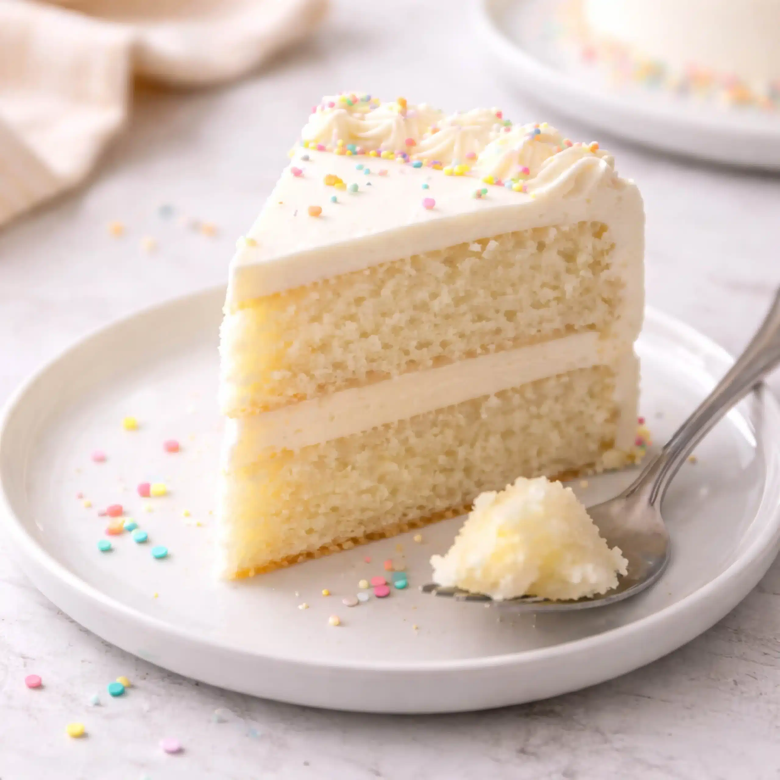White Birthday Cake slice