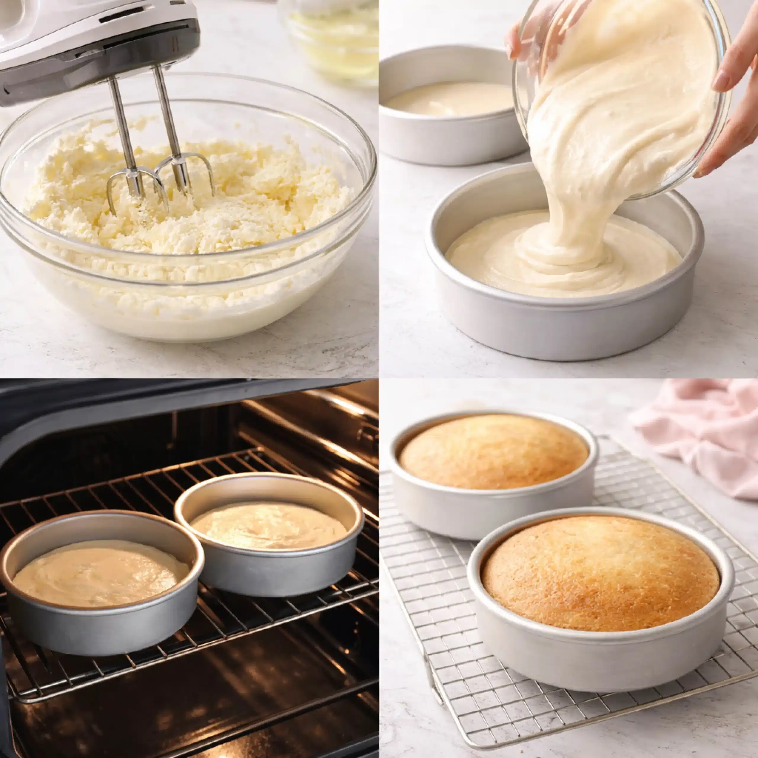 White Birthday Cake baking steps